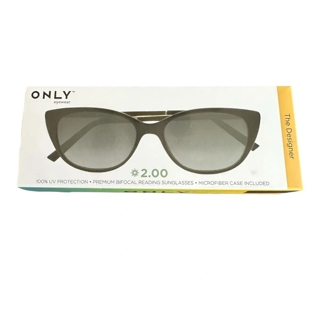 Only Eyewear Premium Bifocal Reading Sunglasses New In Box Strength 2.00
